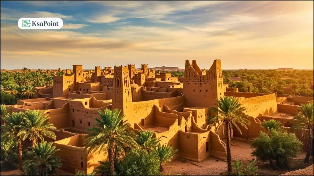 منظر لحي الطريف التاريخي المبني من الطوب الطيني في الدرعية
